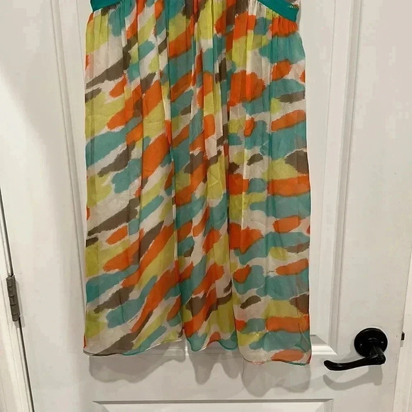 $345 GOSSIP GIRL MILLY GREEN WATERCOLOR SHIMMER SILK DRESS Sz 6 - Picture 5 of 9